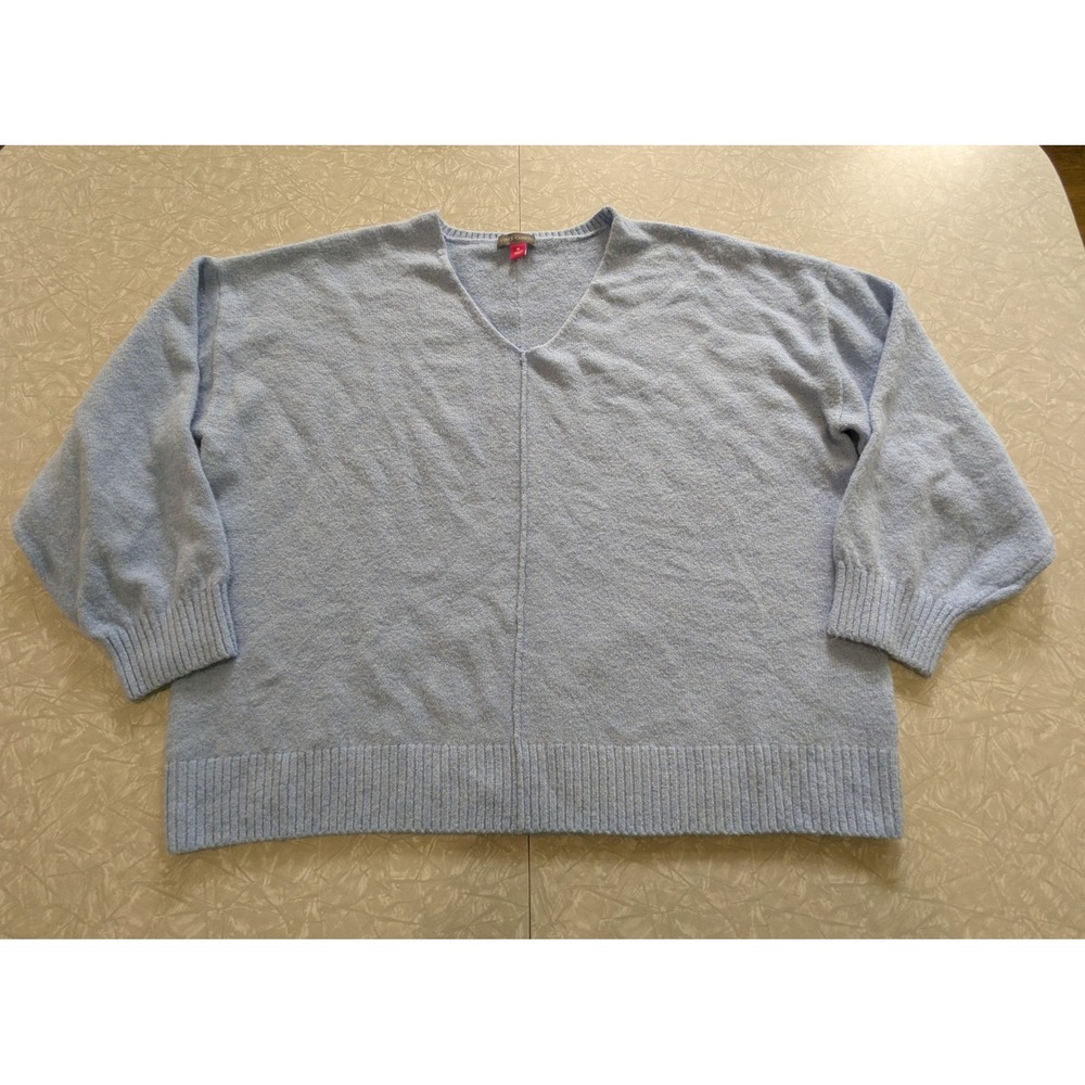 Vince Camuto Light Marine Blue V-Neck Oversized Knit Pullover Sweater XL